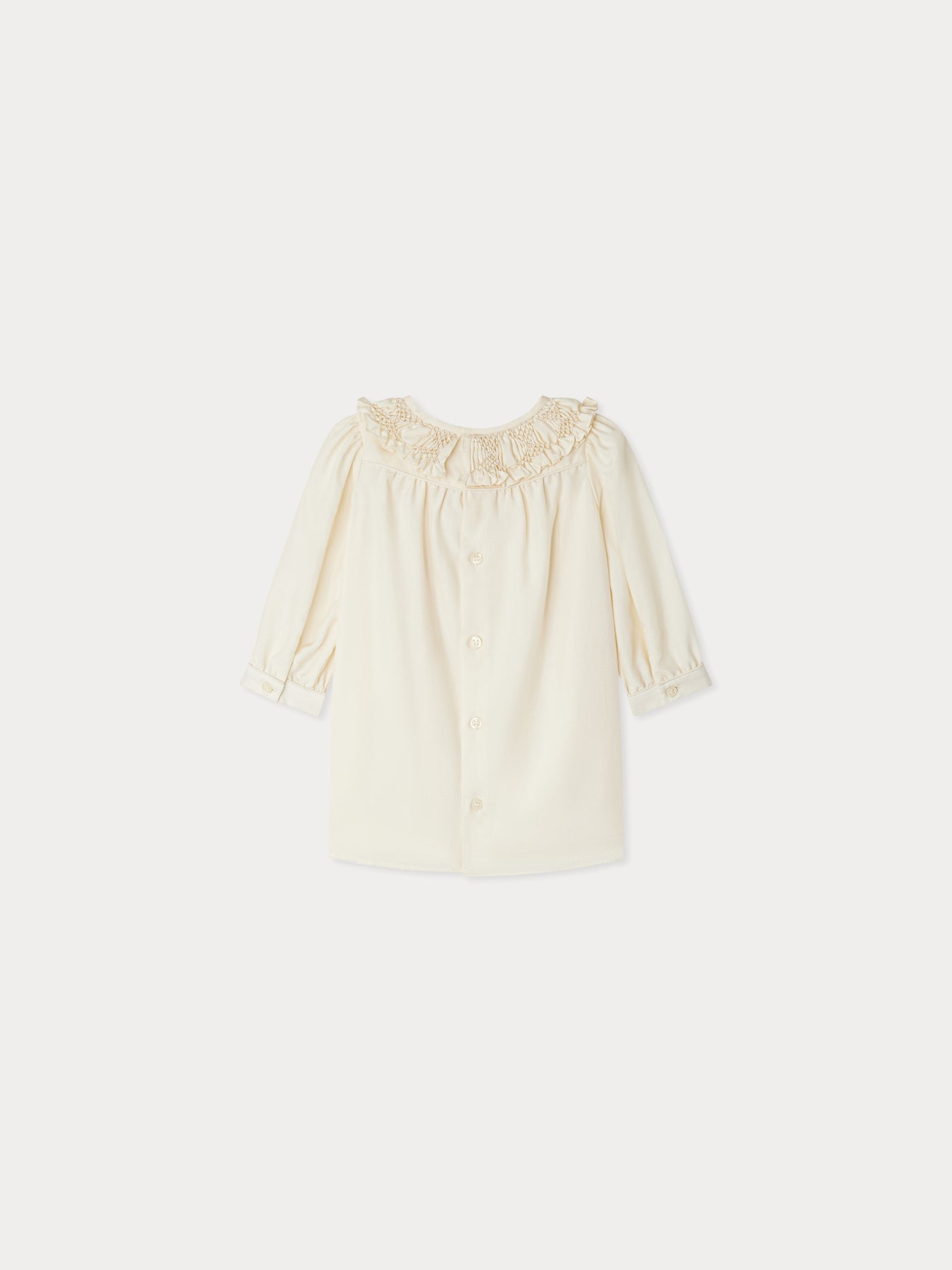 Parma dress with smocked collar and silk embroidery
