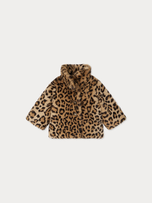 Softness coat in leopard print faux fur