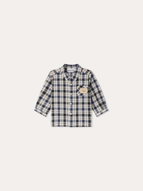 Malo organic cotton plaid shirt