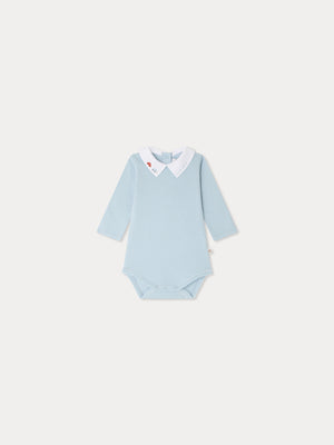 Septembre bodysuit with hand embroidered car in organic cotton