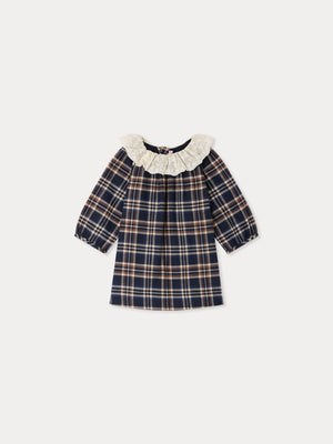 Flavili checked baby dress in organic cotton