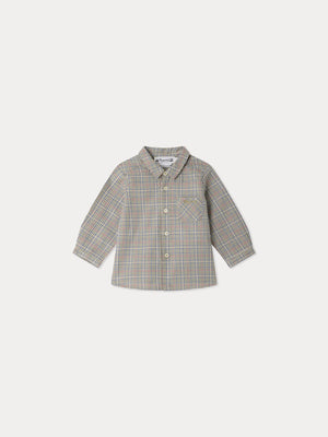 Malo baby shirt checked and hand-embroidered in organic cotton