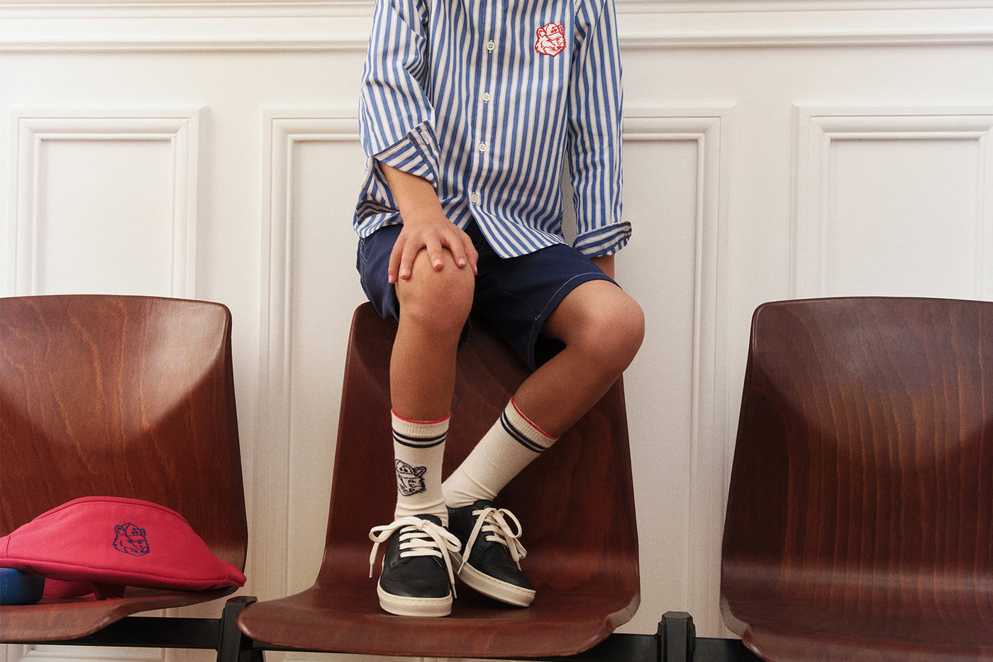 Boys' Look Bonpoint x Maison Kitsuné - Striped shirt with embroidered detail