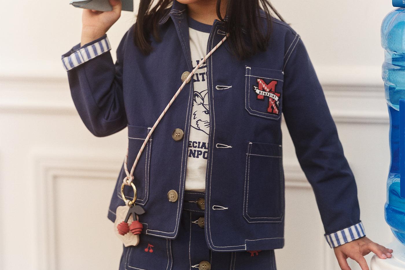 Girls' Look Bonpoint x Maison Kitsuné - Denim set with embroidery on the back