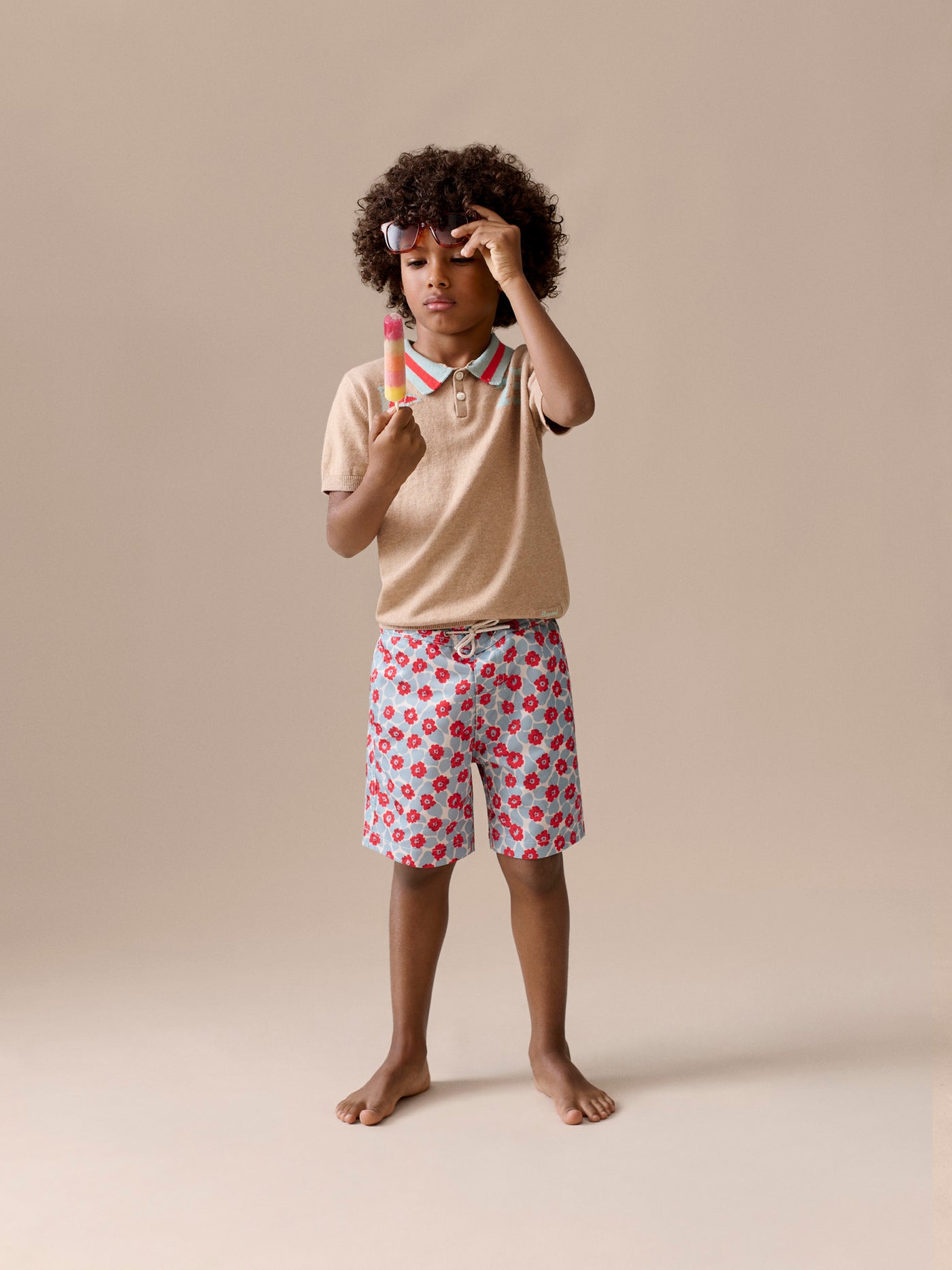 Boy's look Summer 2026 - Loyal polo shirt with flag and 75 motifs