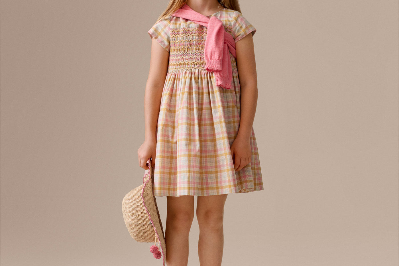 Girl's Look Summer 2026 - Checkered Duchess Smocked Dress
