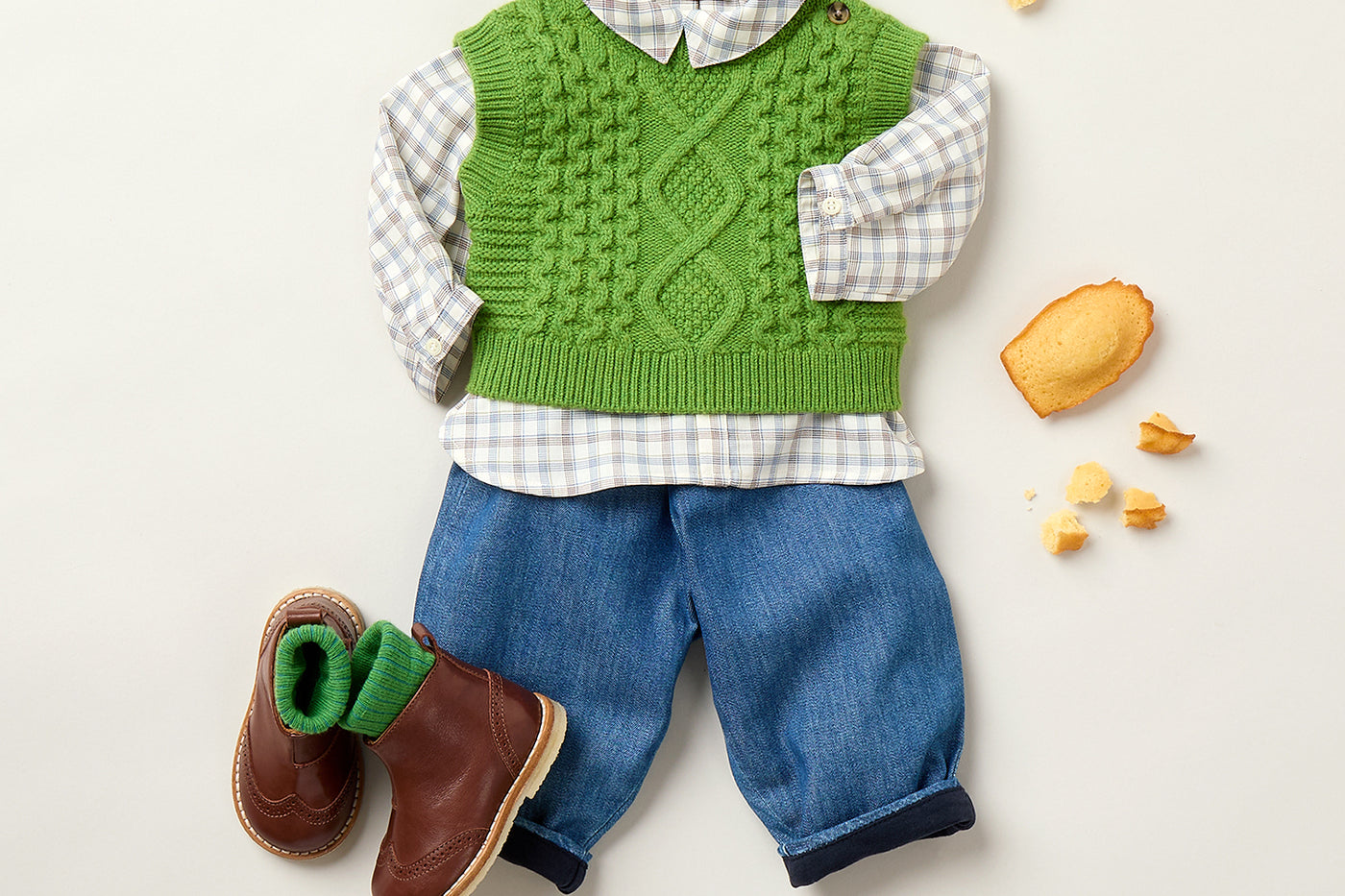 Winter 2025 Baby boy's look - Nathan cotton twill shirt and Joon wool sweater