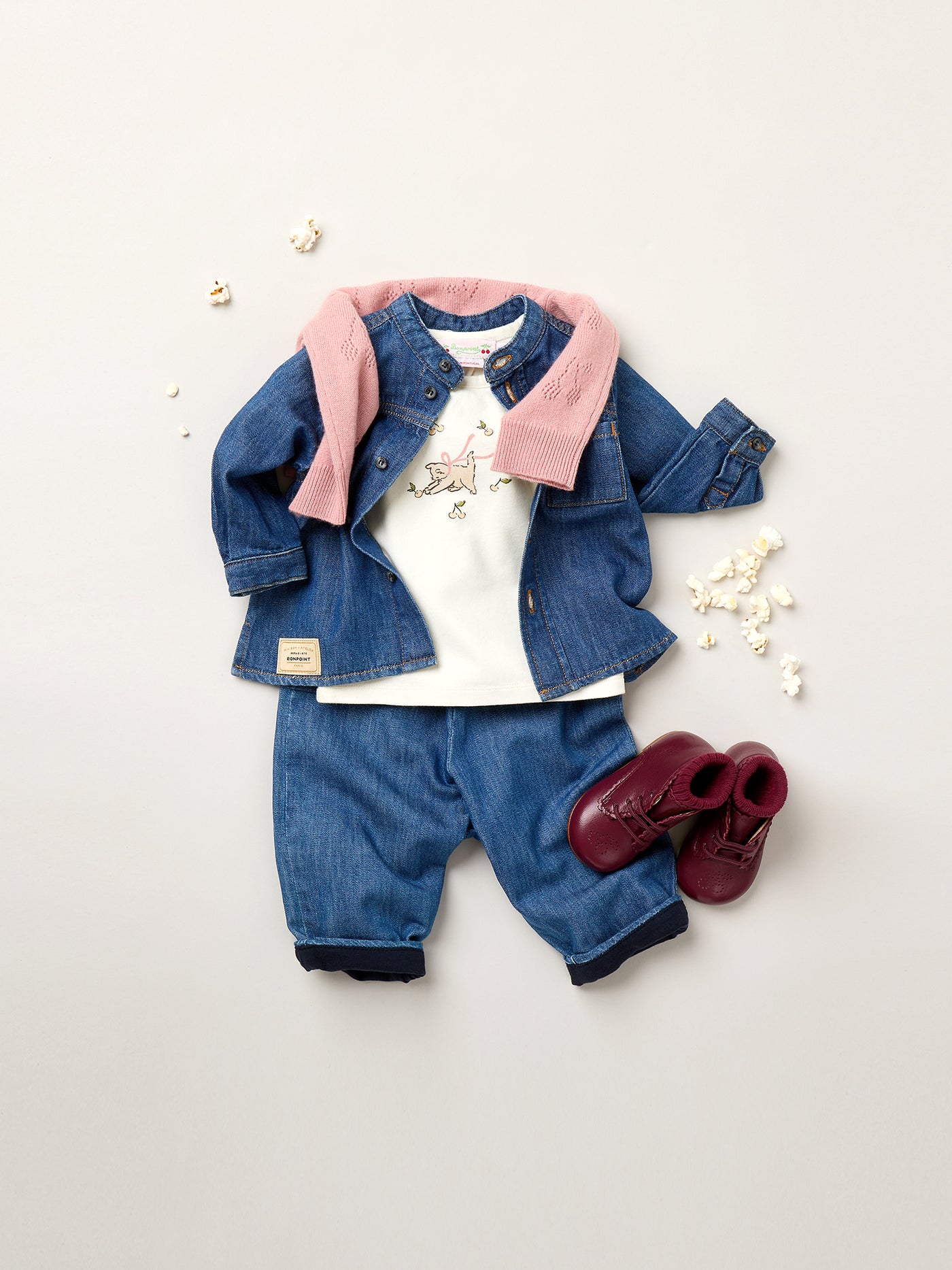 Winter 2025 Baby girl's look - Blue denim set