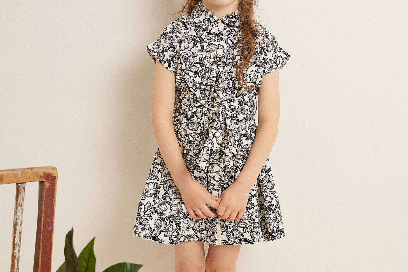 SUMMER 2023 GIRL'S BLACK FLOWERED DRESS