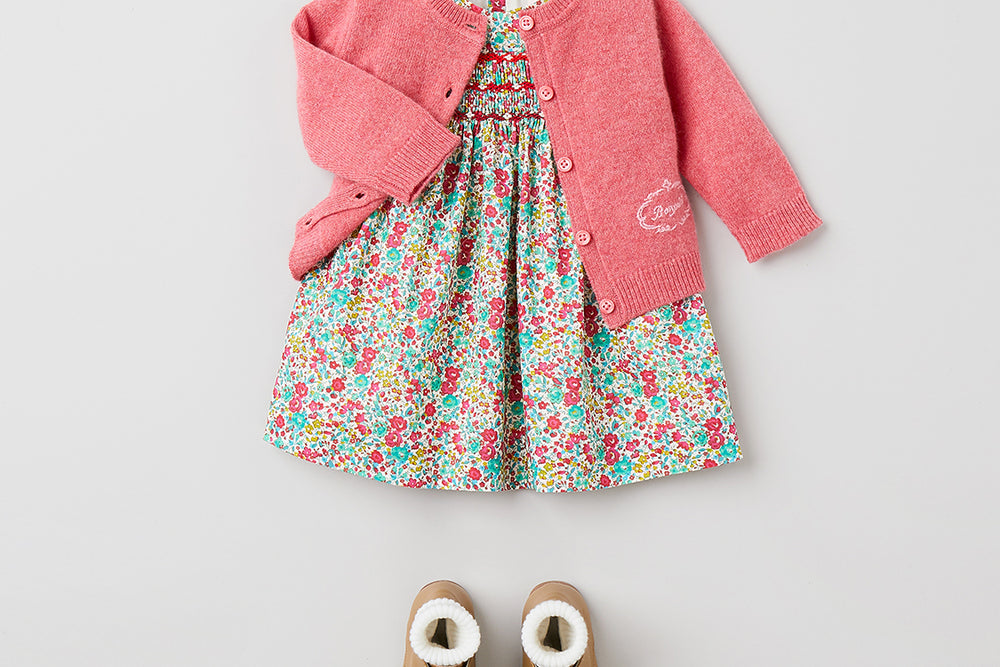 SUMMER 2023 BABY GIRL'S LOOK PINK CARDIGAN