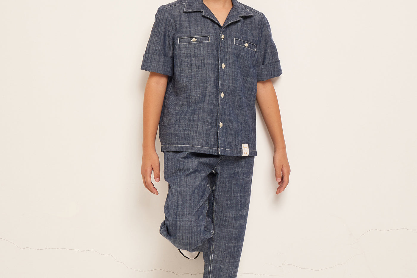 SUMMER 2023 BOY'S LOOK DARK BLUE SHIRT