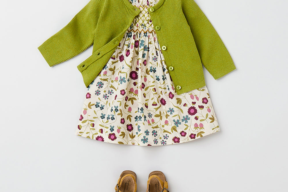SUMMER 2023 BABY GIRL'S LOOK GREEN CARDIGAN