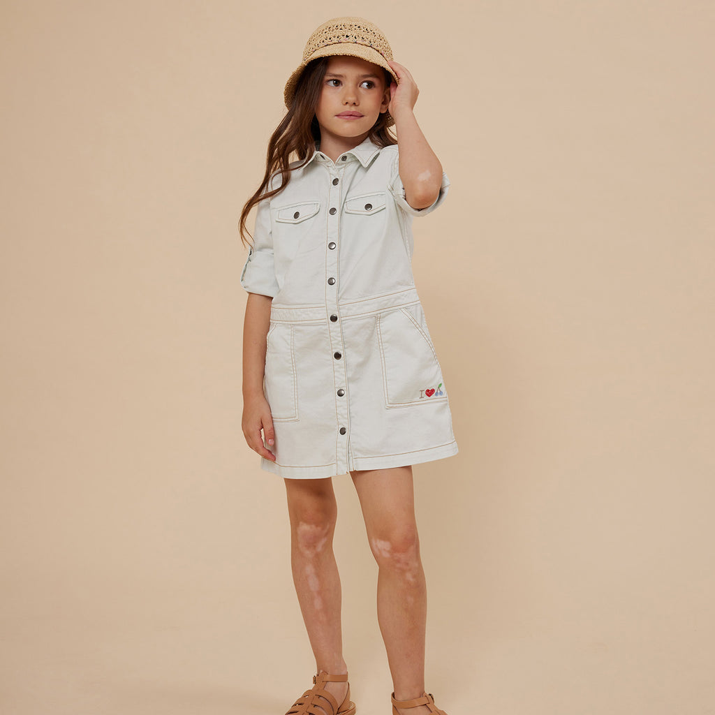 Summer 2024 girl's look denim dress  Bonpoint