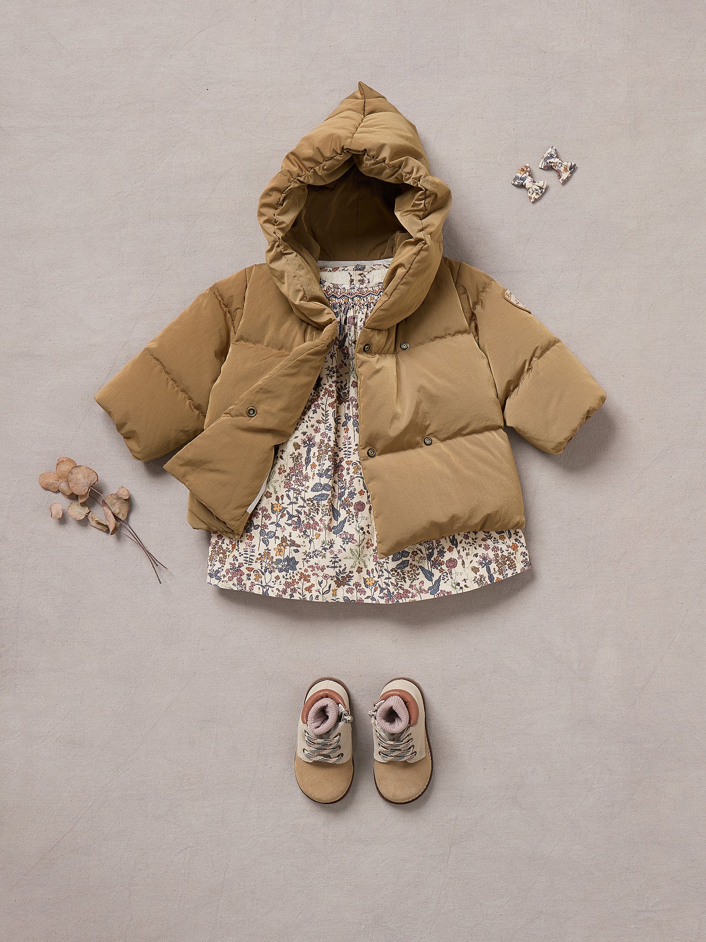 Winter 2024 Baby girl's look - Hooded down jacket