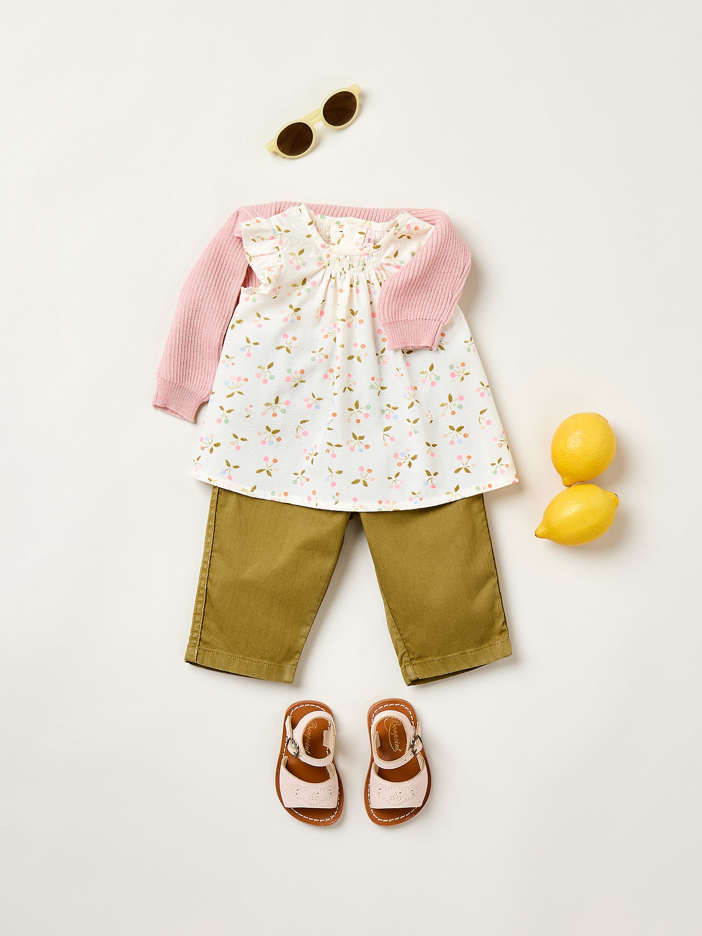 Summer 2025 Baby girl's look - Patterned blouse