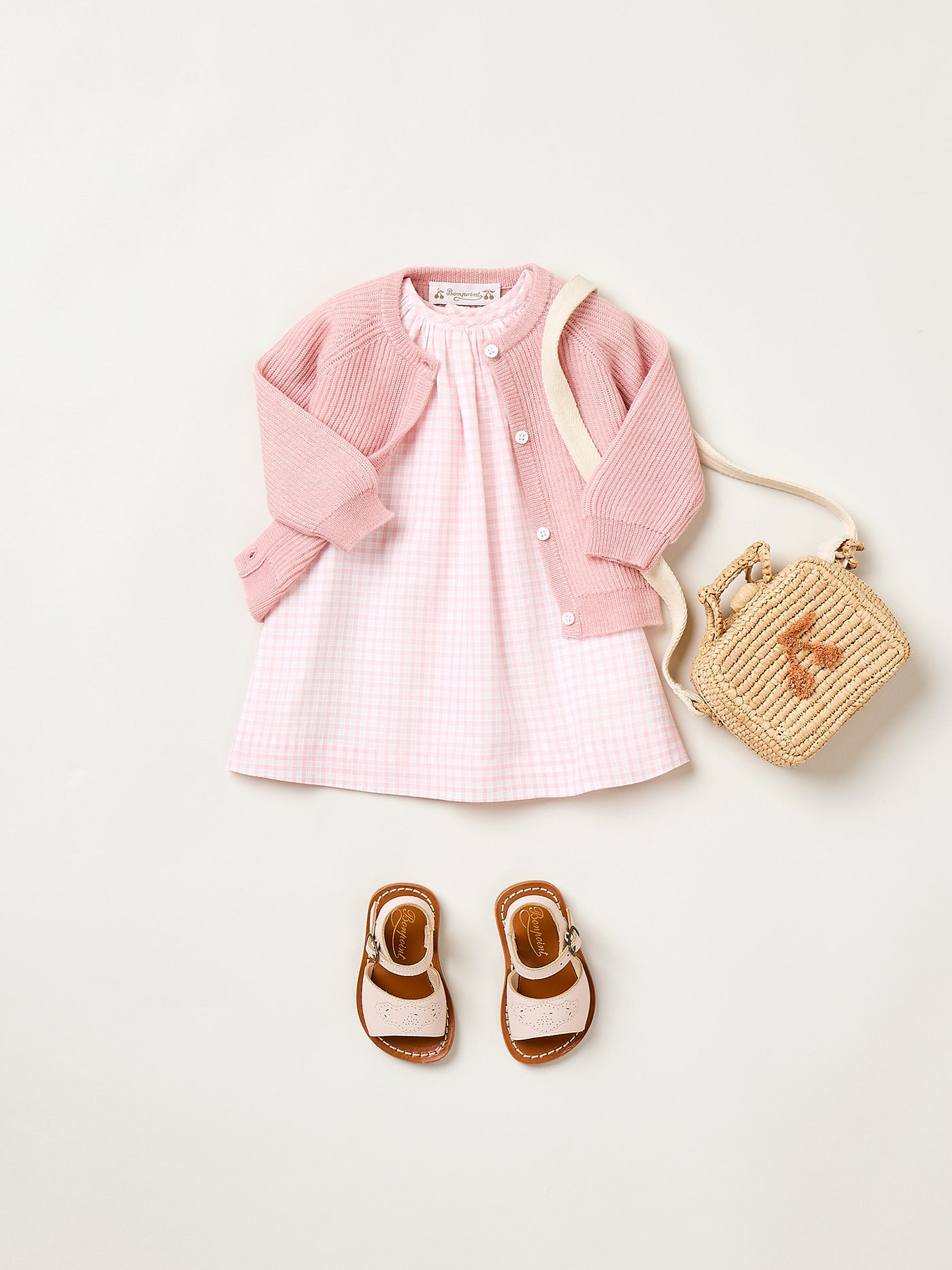 Summer 2025 Baby girl's look - Pink cardigan