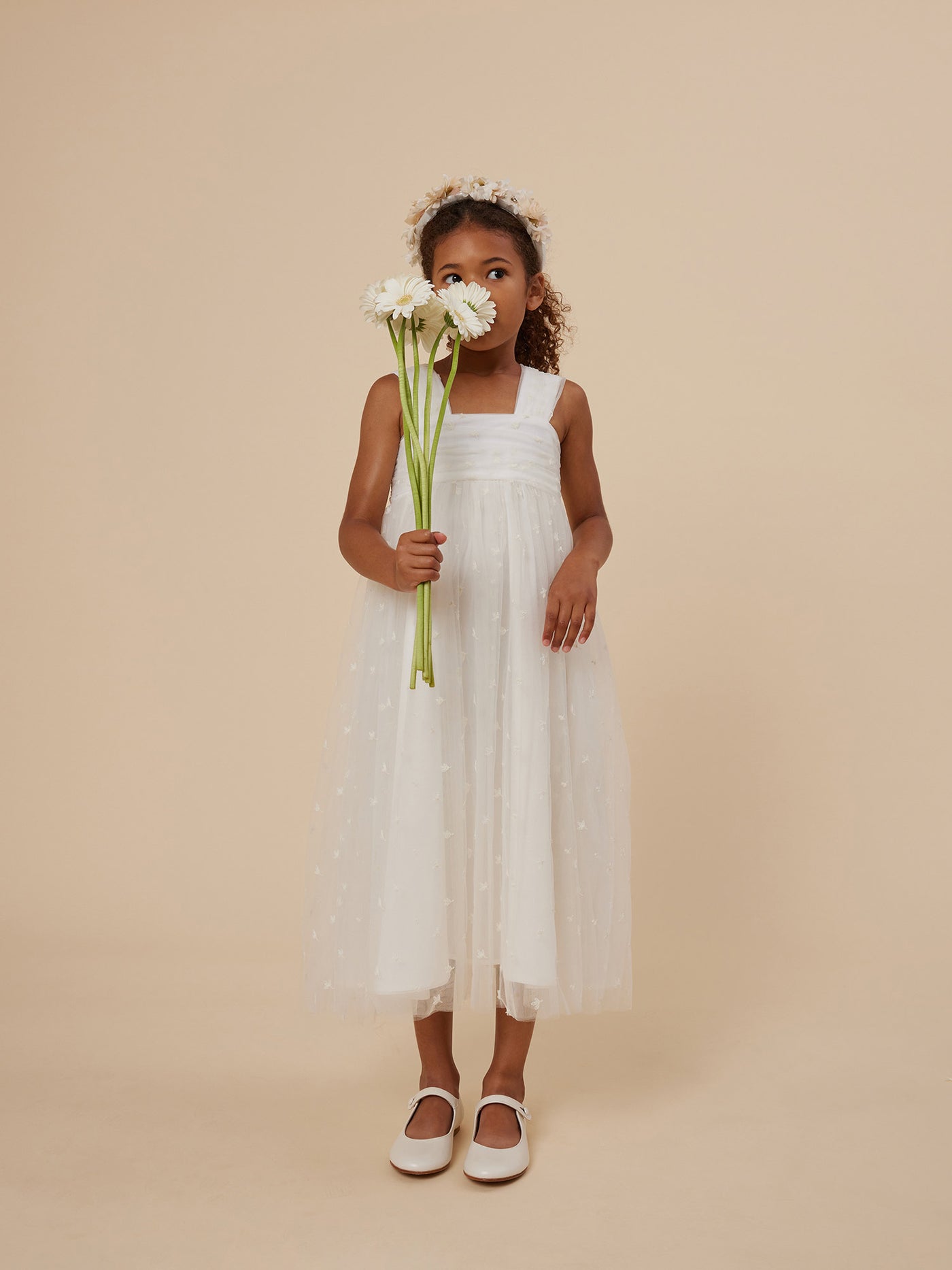 Summer 2024 girl's look embroidered tulle dress