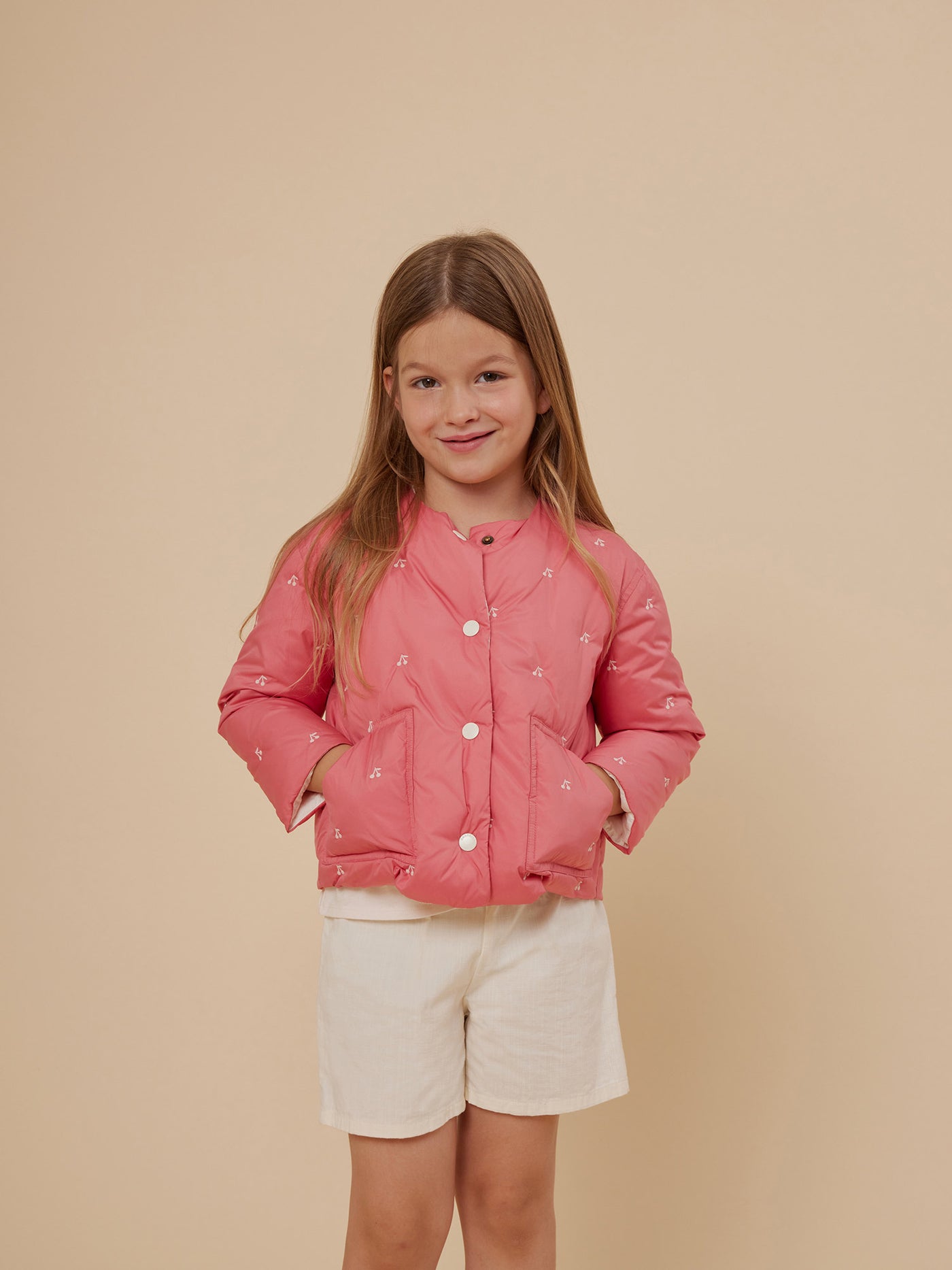 Summer 2024 girl's look cherry quilted jacket