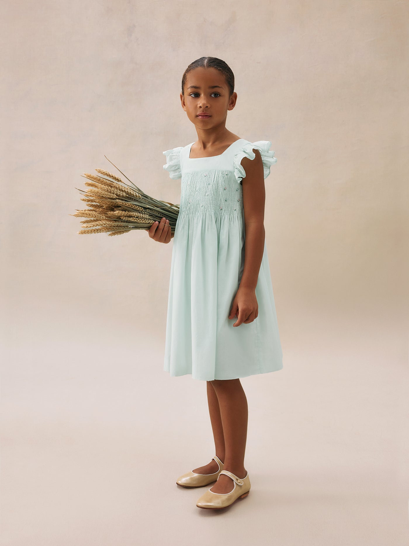 Girl's summer look 2025 Fancy blue dress
