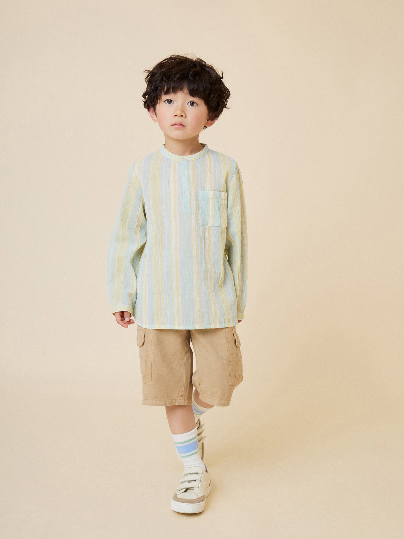 Summer 2024 boy's look striped cotton shirt
