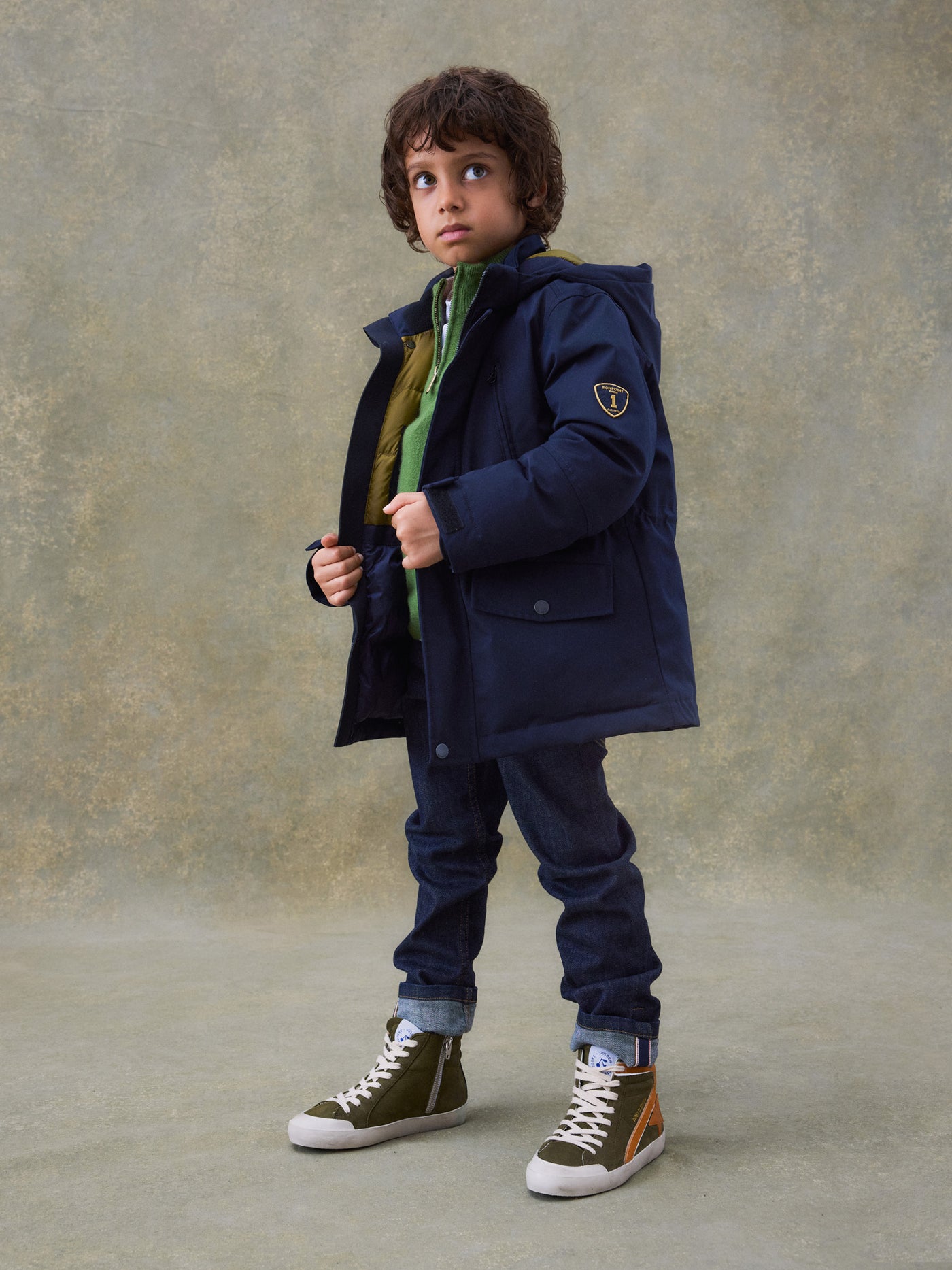 Winter 2024 boy's look navy blue parka