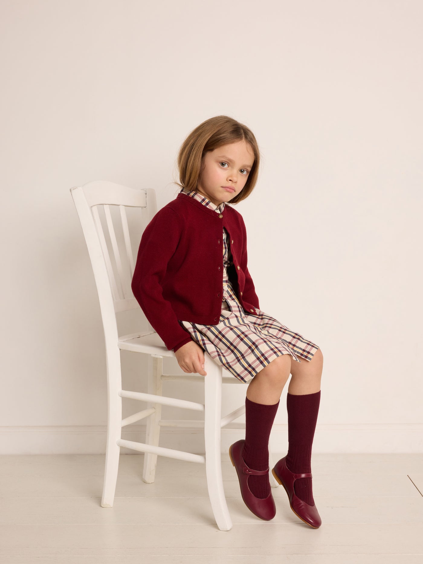 Winter 2023 girl's look checkered dress