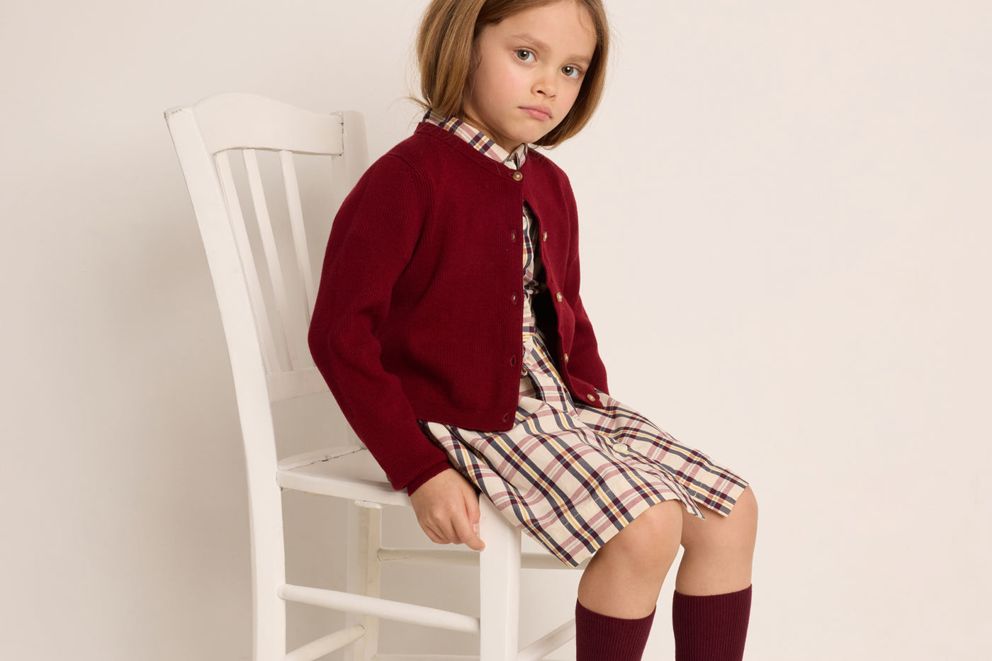 Winter 2023 girl's look checkered dress