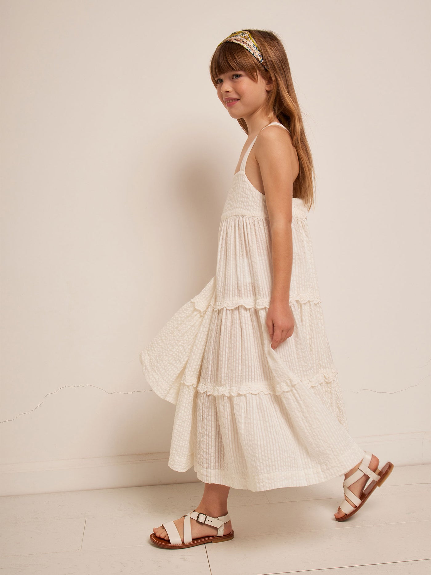 SUMMER 2023 GIRL'S LOOK LONG WHITE DRESS