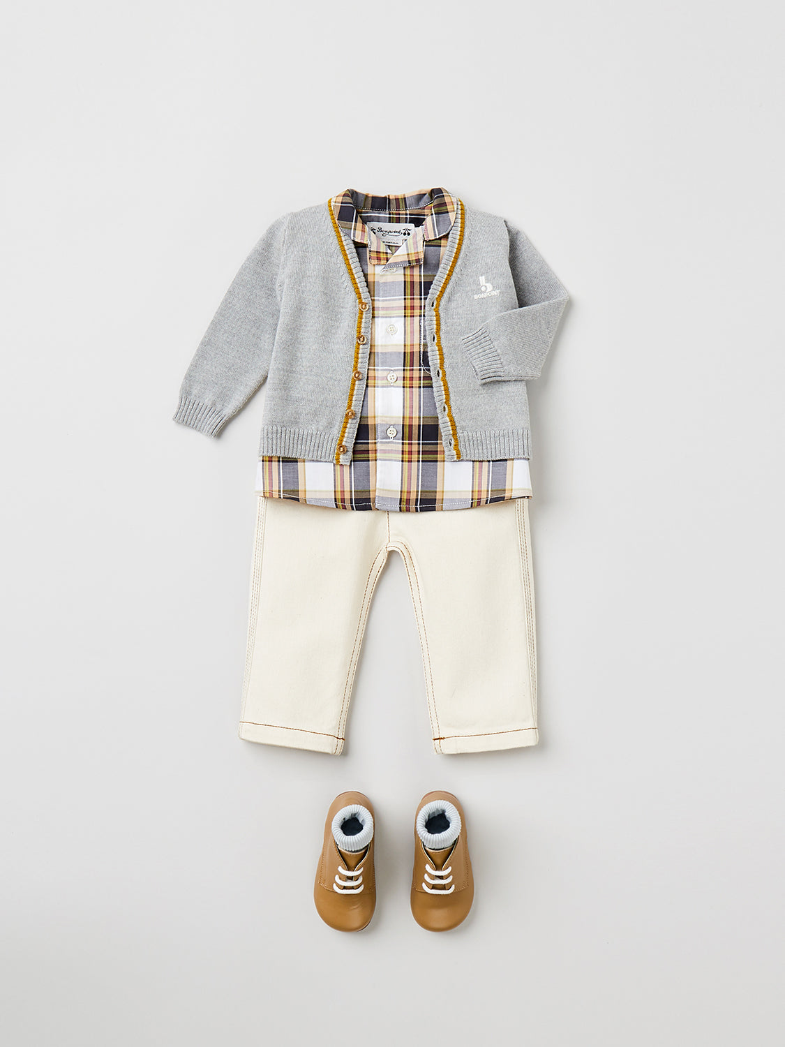 SUMMER 2023 BABY BOY S LOOK GREY CARDIGAN Bonpoint