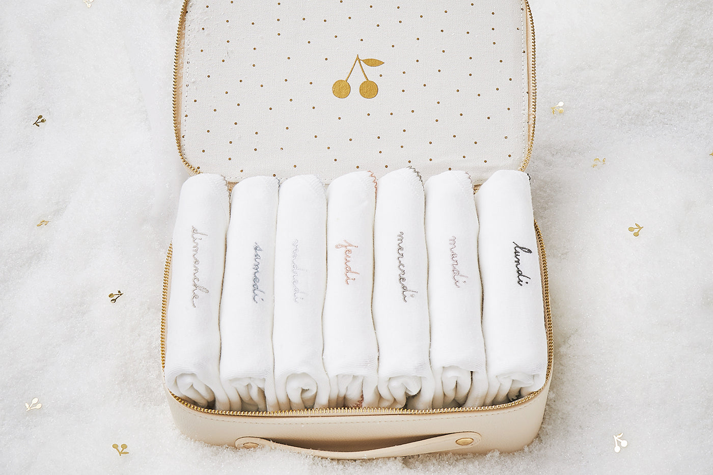 Baby Day-of-the-week onesies Chritmas suitcase