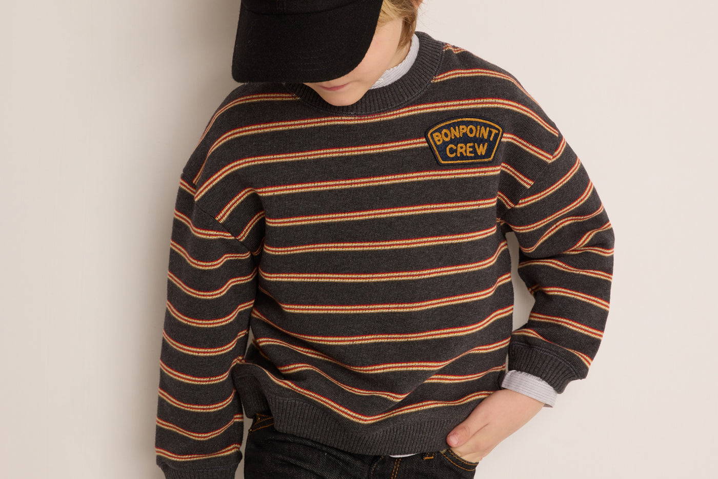 Winter 2023 boy's look striped sweater