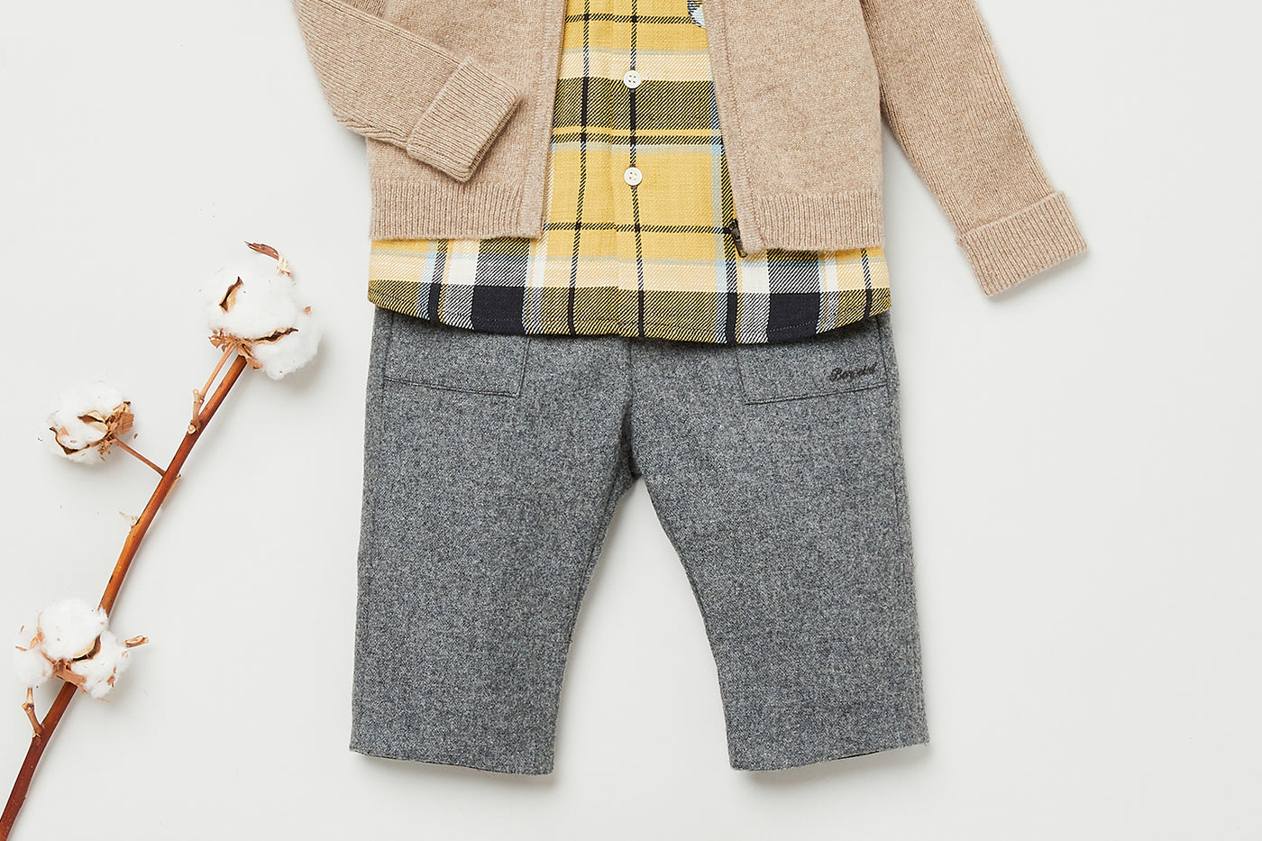 Baby boy winter 2023 checkered shirt look