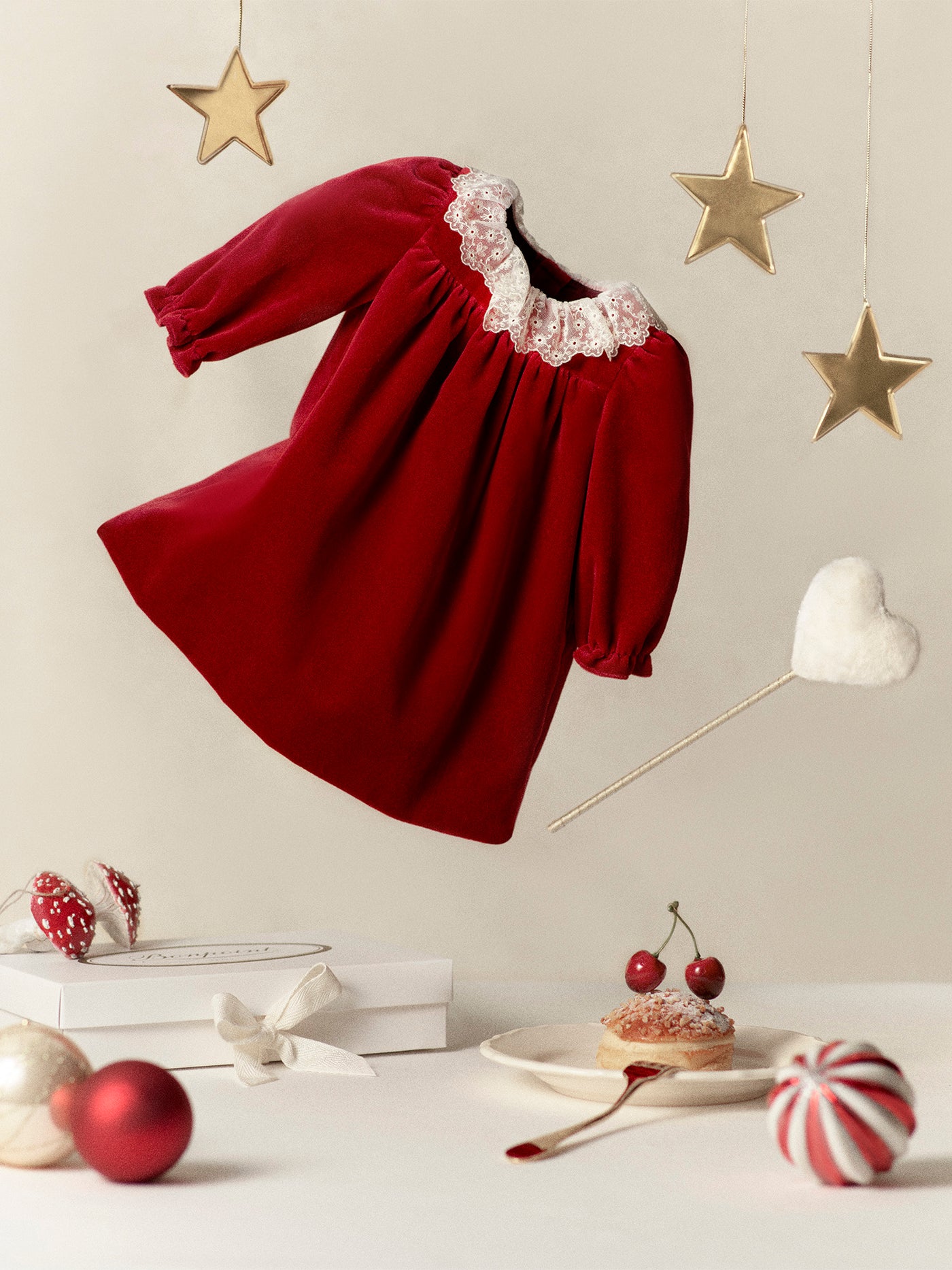 Jaylisa organic cotton velvet lace collar dress