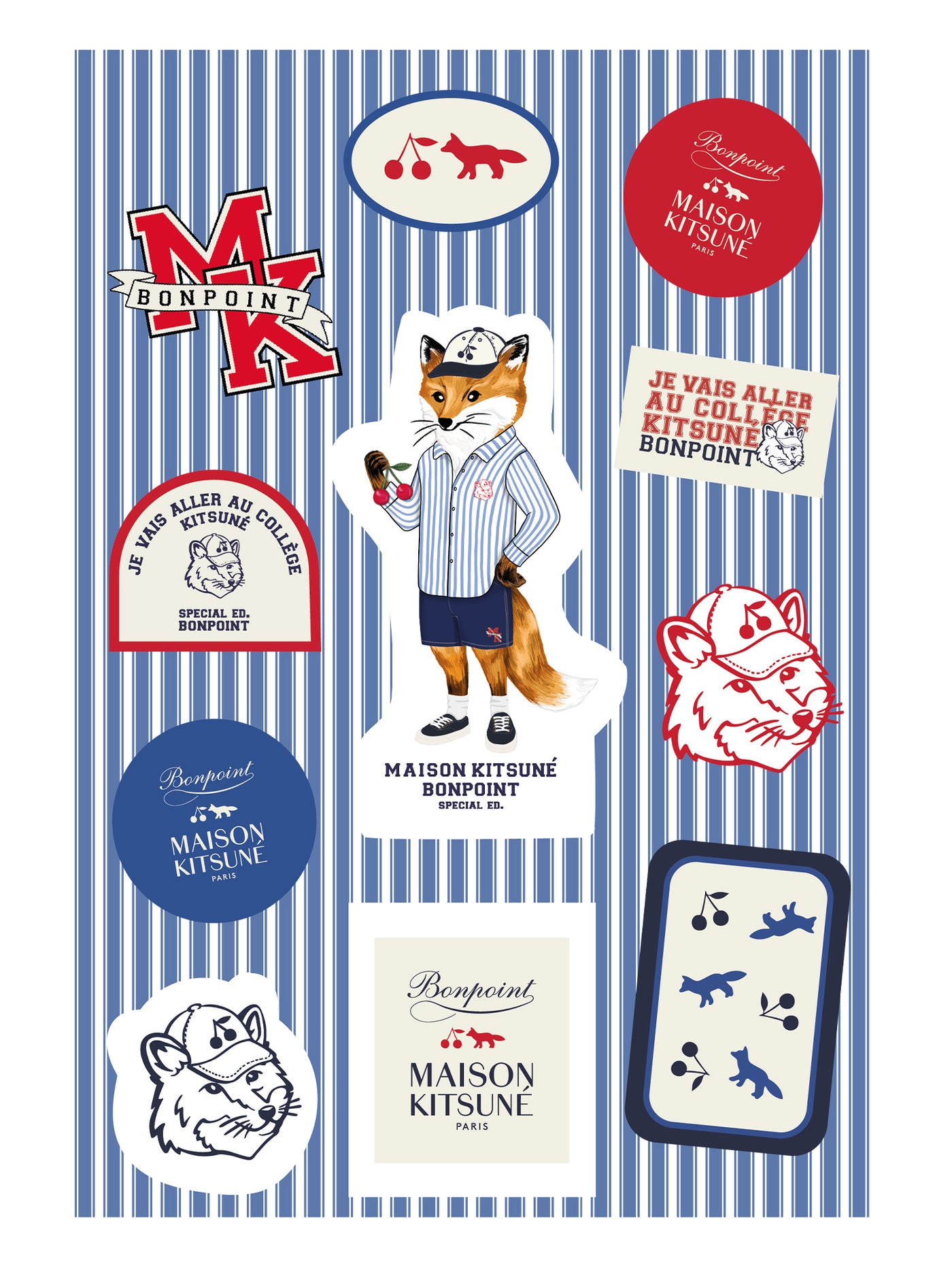 Bonpoint x Kitsuné sticker sheet