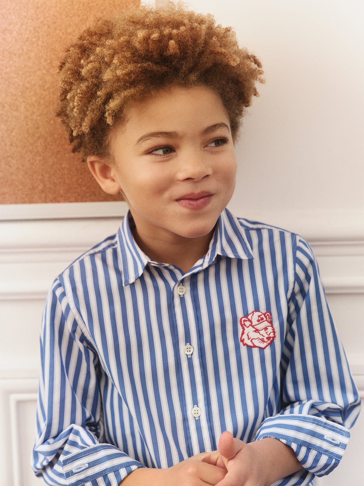 Bonpoint x Maison Kitsuné Tangui embroidered shirt in organic cotton