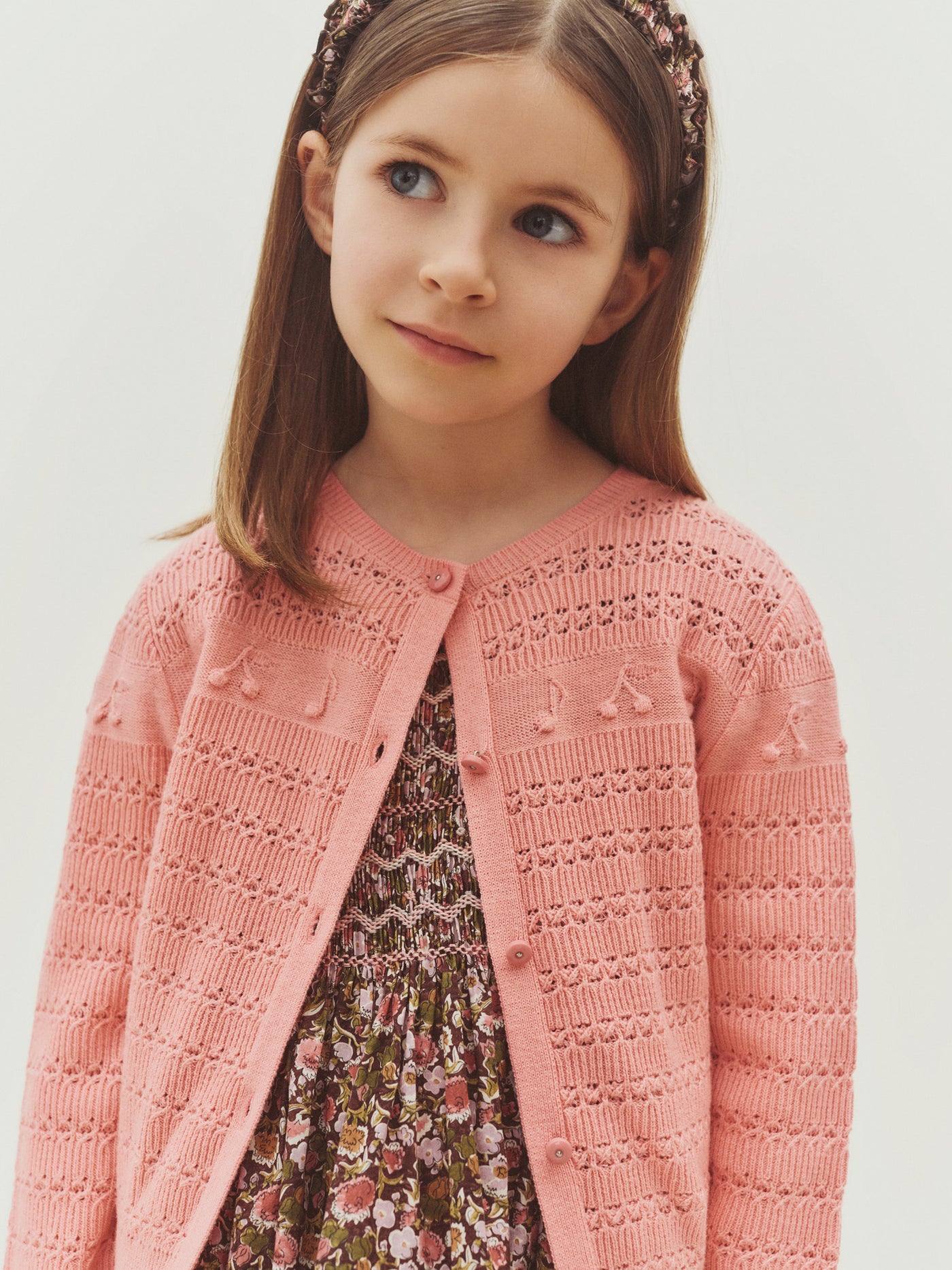 Mia cardigan with cherry and musical note pattern