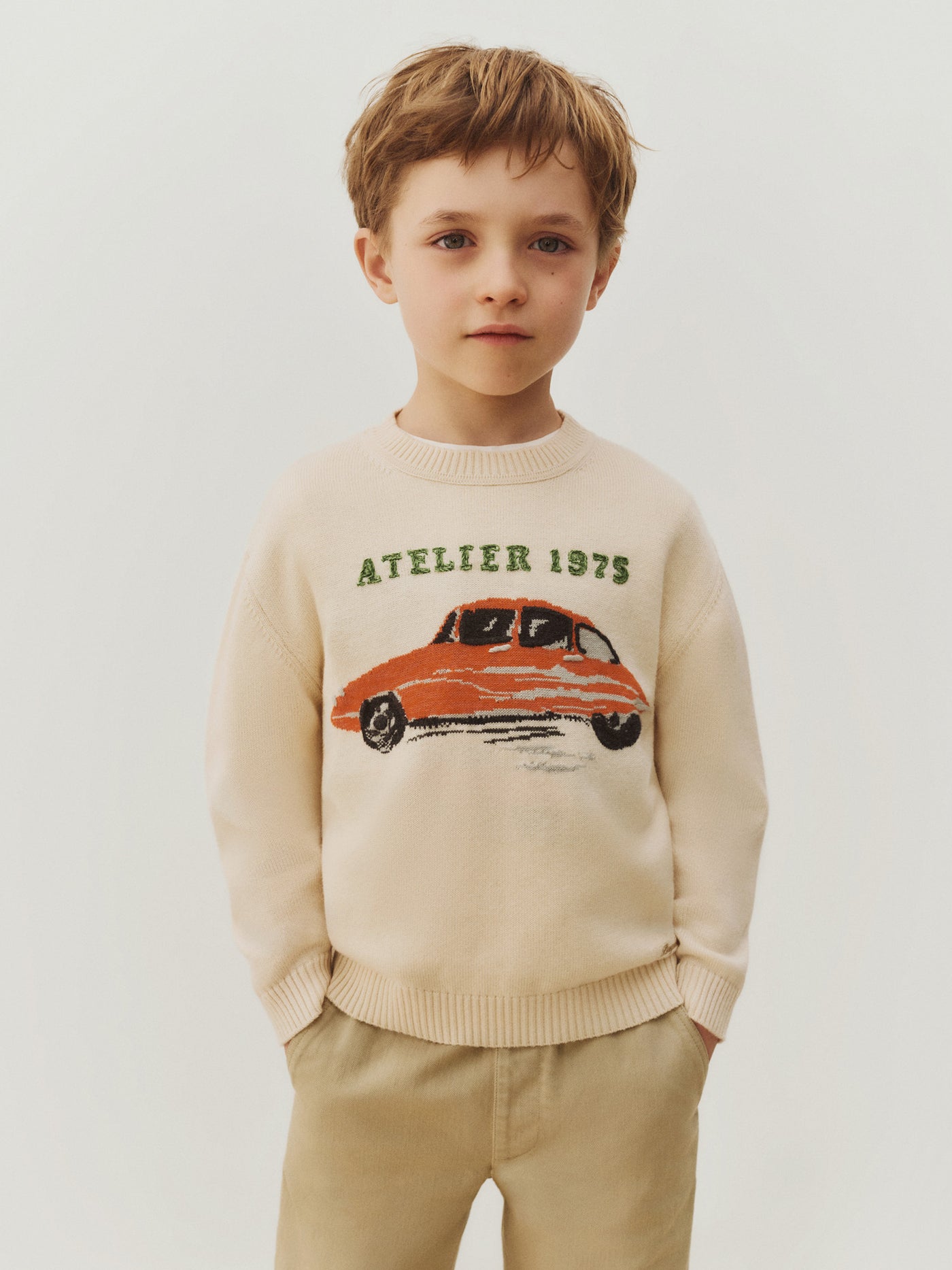 Martinez sweater with hand embroidered car