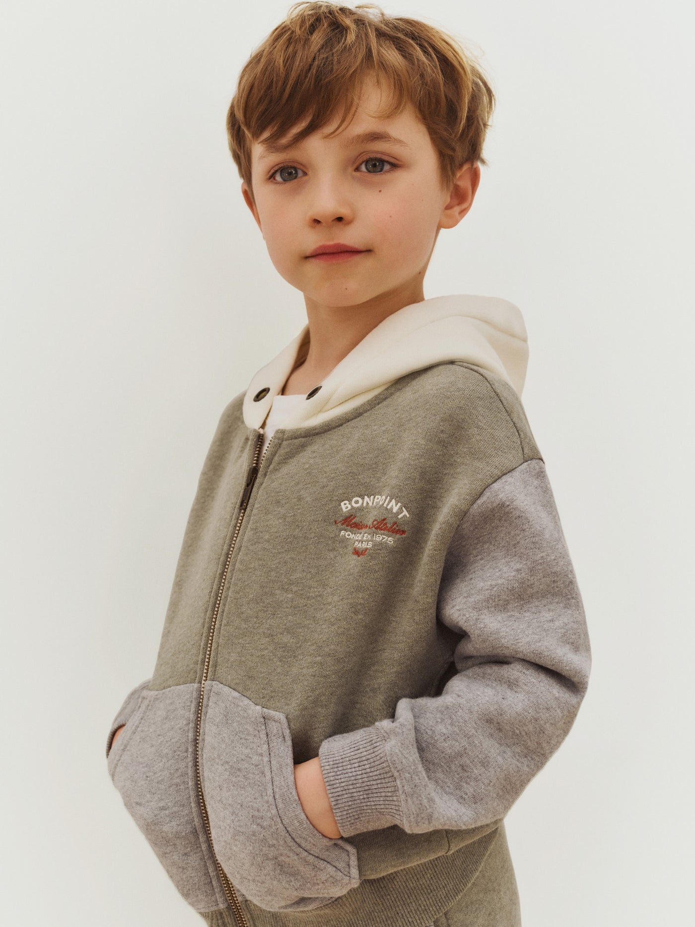 Elroy  heather khaki sweatshirt with zipper
