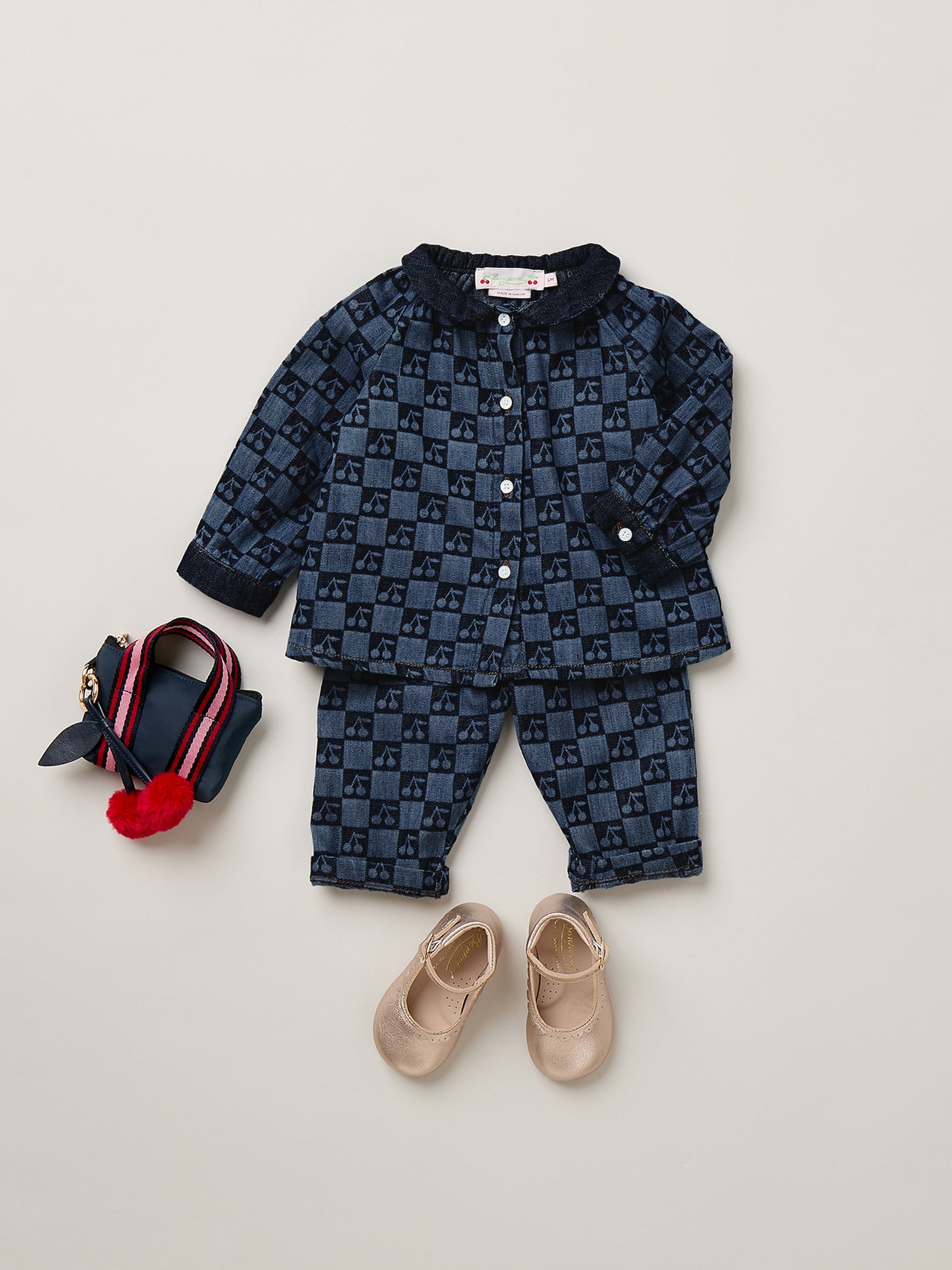 Baby Girl Winter 2026 Look - Checkerboard-print set in organic cotton