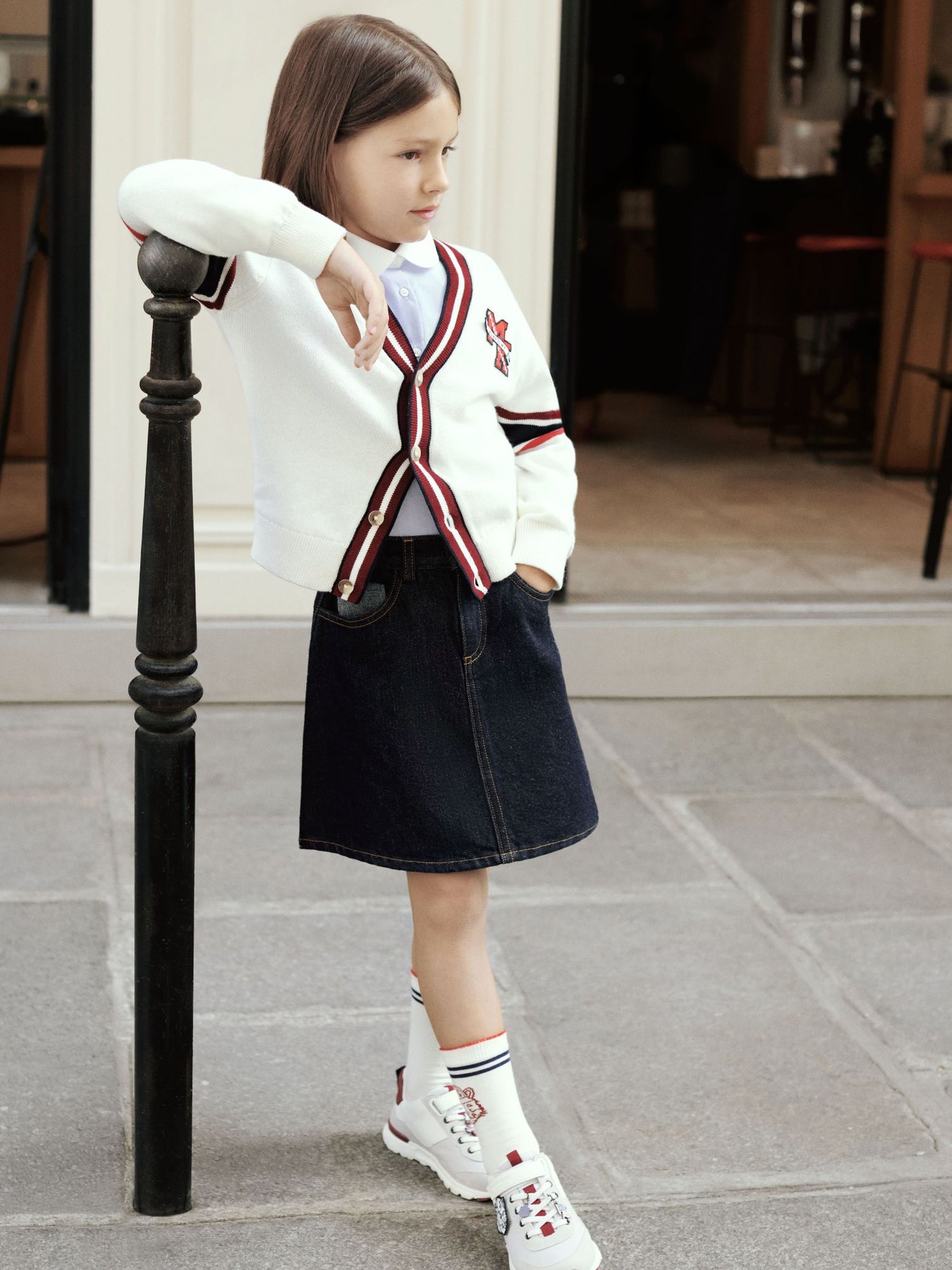 Bonpoint x Maison Kitsuné Minnah denim skirt in organic cotton