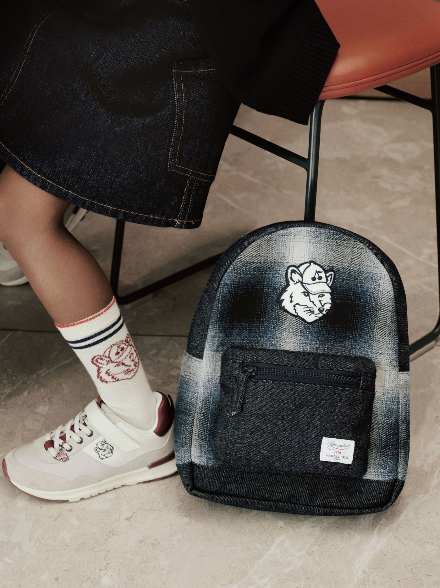 Bonpoint x Maison Kitsuné Gania bag in denim