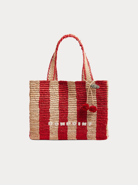 Esma embroidered striped raffia bag • Bonpoint
