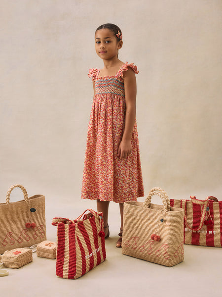 【関税&送料込】Bonpoint Dress Maruska Pink In Liberty Fabri Bonpoint - Maruska Liberty Smocked Dress - Powder pink