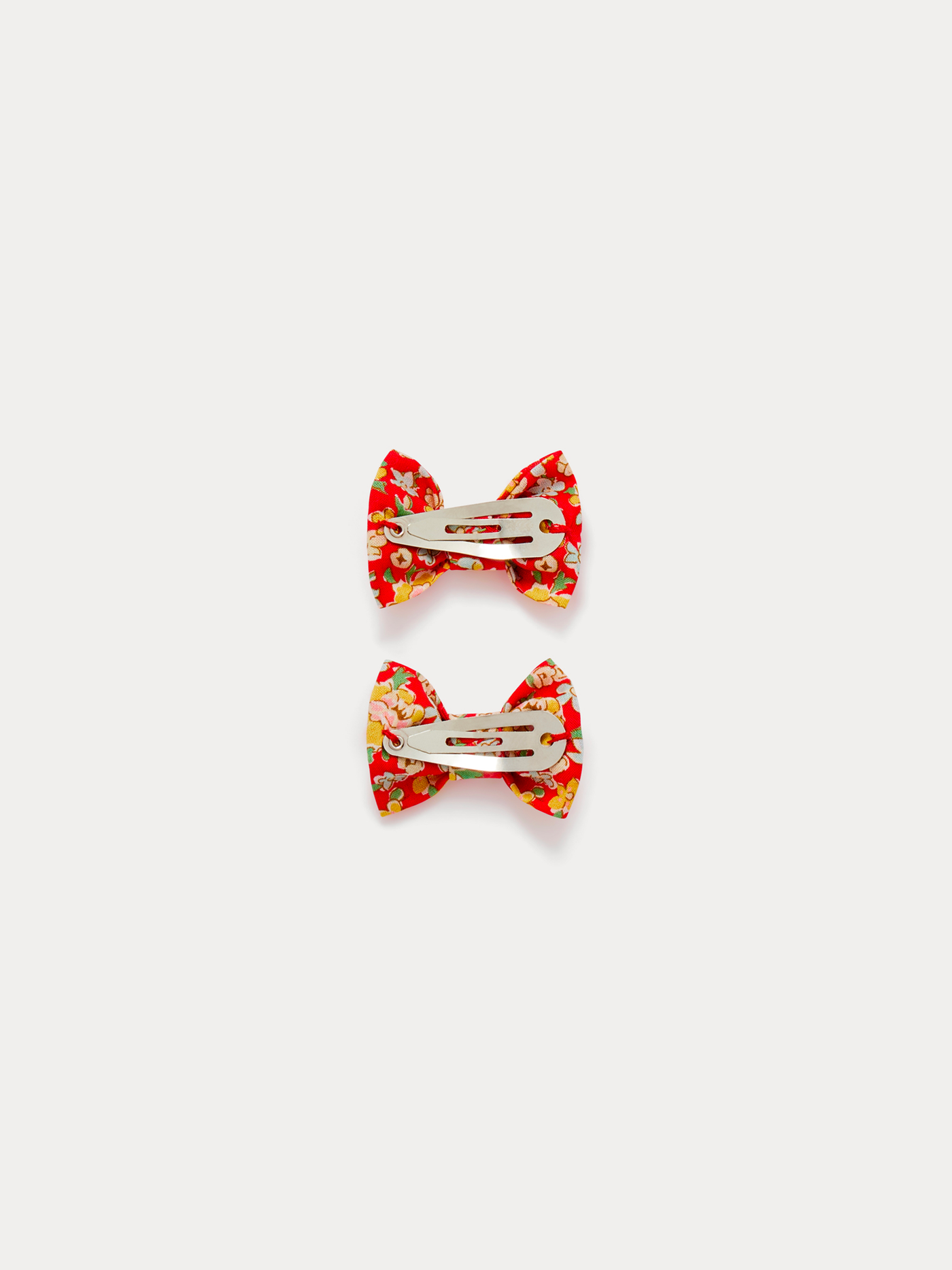 Miniclic barrettes in red Liberty fabric