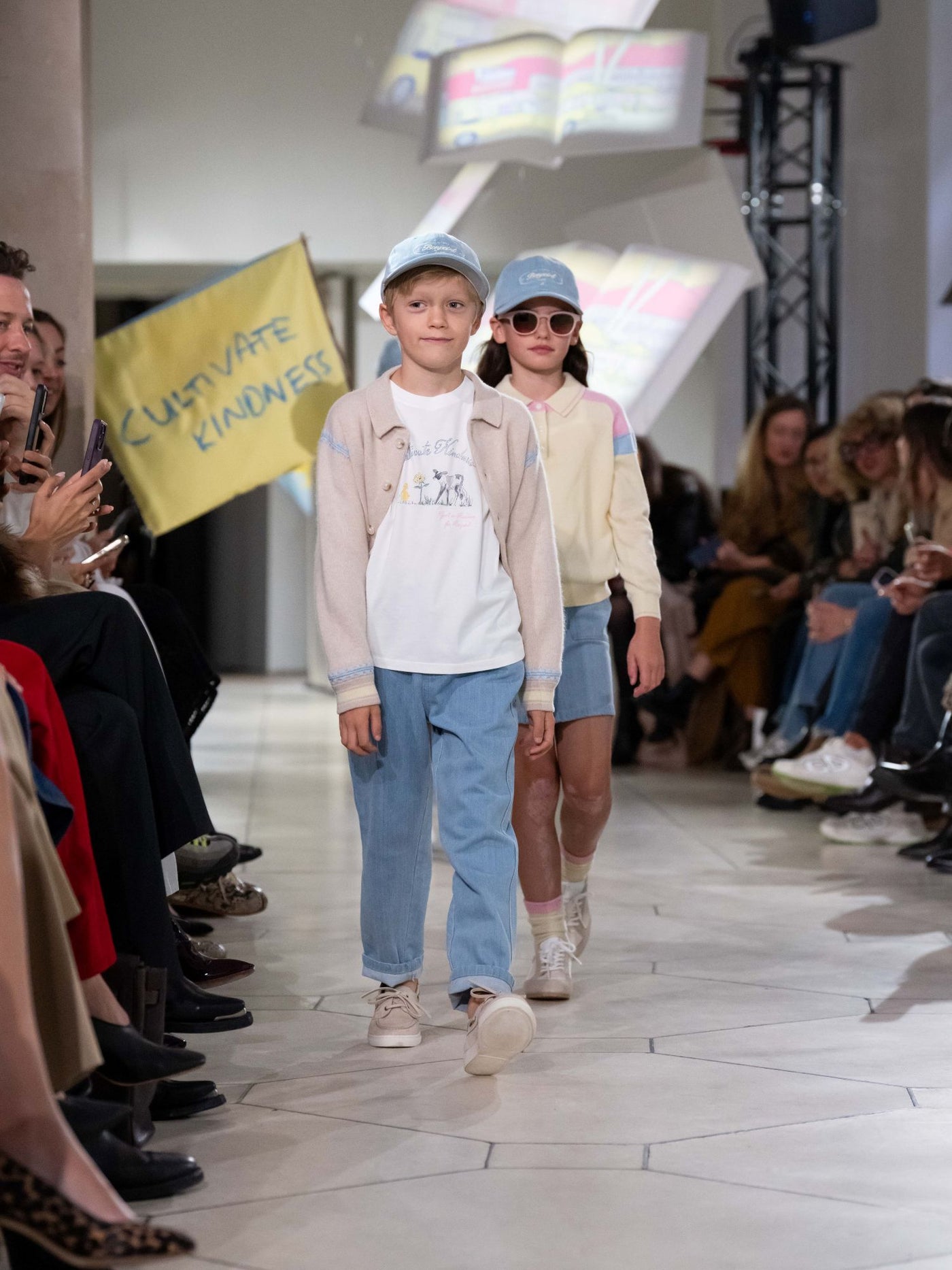 Bonpoint x Guest in Residence Liberté mixed cardigan with contrasting embroidery in sand cashmere