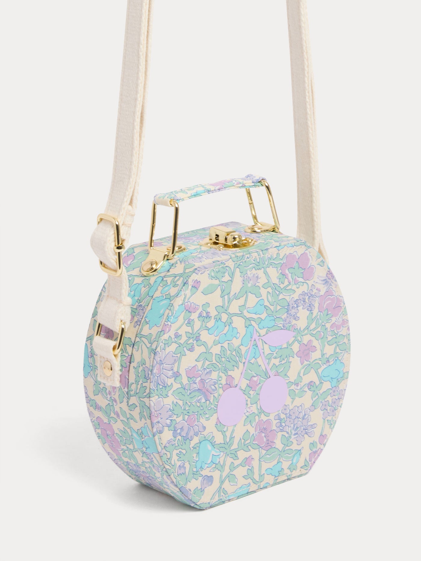 Jadore Suitcase Bag in Liberty fabric with cherry print in organic cotton