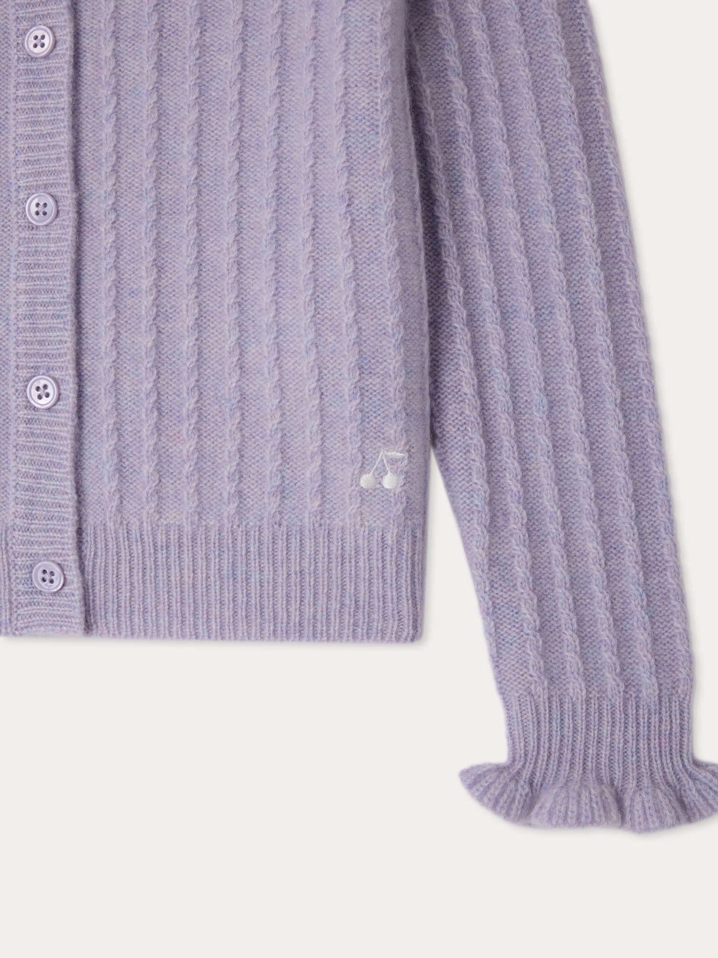 Lena cardigan with ruffled trim in cashmere