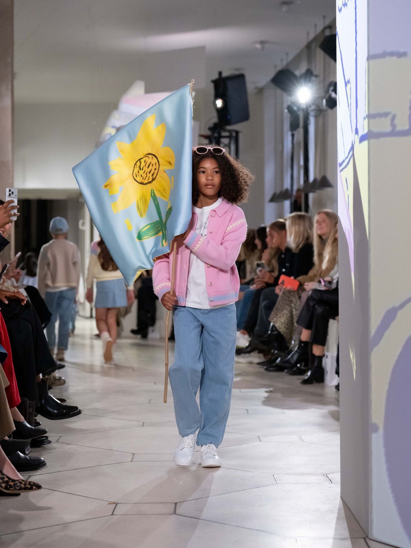 Bonpoint x Guest in Residence Liberté cardigan with contrasting embroidery in pink cashmere