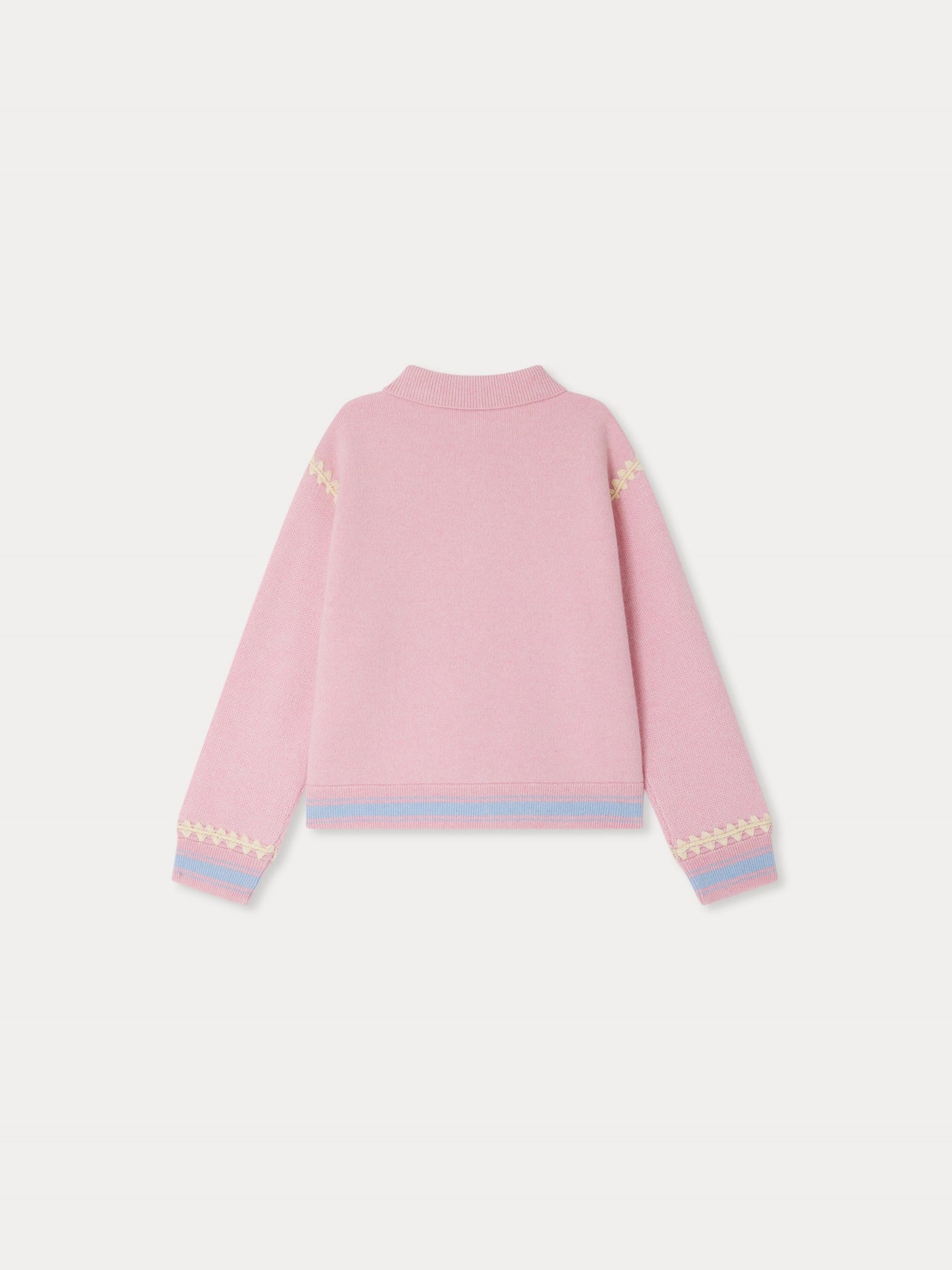 Bonpoint x Guest in Residence Liberté cardigan with contrasting embroidery in pink cashmere
