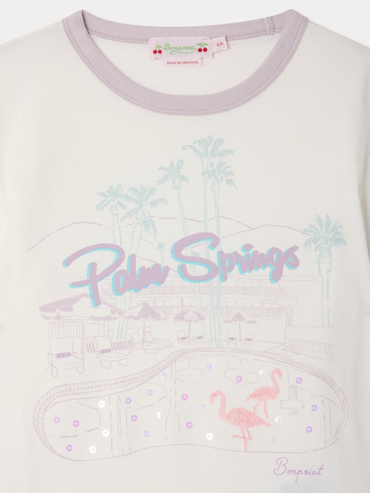 Emma T-shirt printed and embroidered with Palm Springs in organic cotton